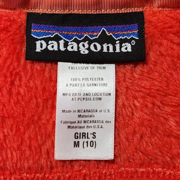 Patagonia Girls Re-Tool Full Zip Fleece Jacket  10 Coral  Snap Pocket Retired - Picture 3 of 15